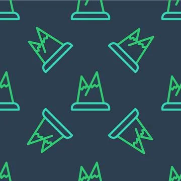 Line Mountains icon isolated seamless pattern on blue background. Symbol of.. Illustrazione stock