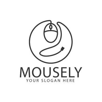 Line mouse logo design template inspiration Illustrazione stock