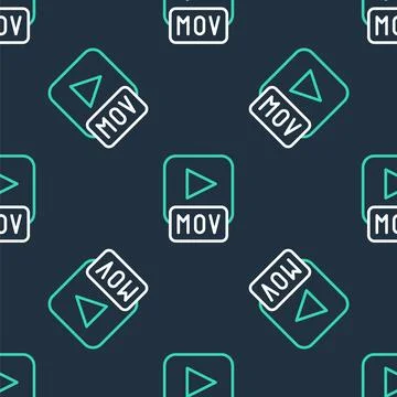 Line MOV file document. Download mov button icon isolated seamless pattern .. Stock Illustration