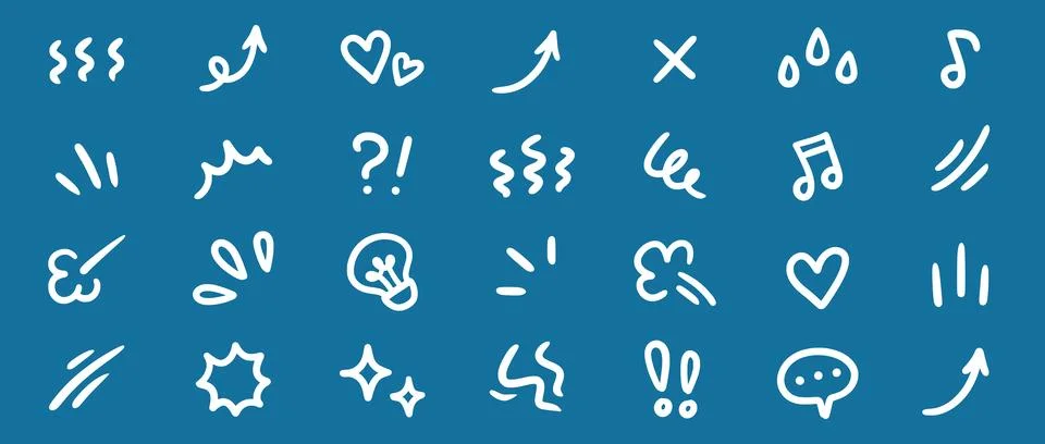 Line movement effect element, cartoon emotion effect decoration icon. Hand drawn Stock Illustration