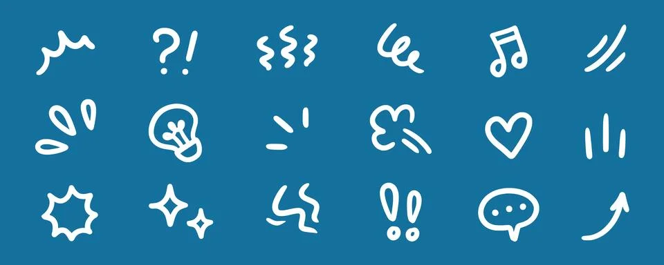 Line movement effect element, cartoon emotion effect decoration icon. Hand drawn Stock Illustration