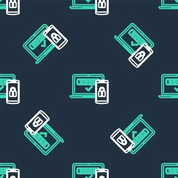 Line Multi factor, two steps authentication icon isolated seamless pattern on Stock Illustration