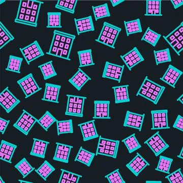 Line Multi storey building icon isolated seamless pattern on black background Ilustración de archivo