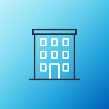 Line Multi storey building icon isolated on blue background. Colorful outline Ilustración de archivo