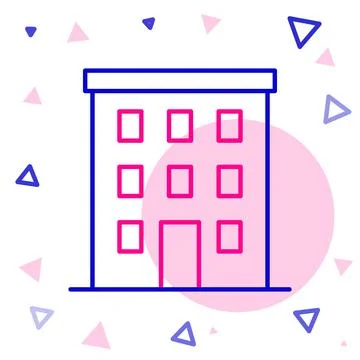 Line Multi storey building icon isolated on white background. Colorful outline Ilustración de archivo