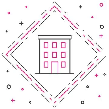 Line Multi storey building icon isolated on white background. Colorful outl.. Ilustración de archivo