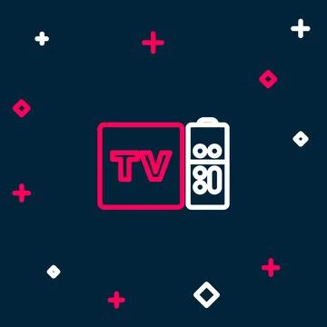 Line Multimedia and TV box receiver and player with remote controller icon Stock-Illustration