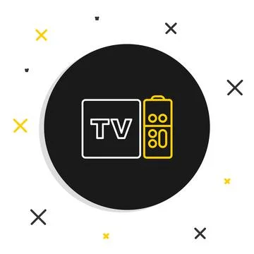 Line Multimedia and TV box receiver and player with remote controller icon is イラスト素材