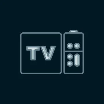 Line Multimedia and TV box receiver and player with remote controller icon .. 스톡 일러스트