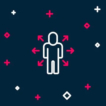 Line Multitasking manager working icon isolated on blue background. Colorfu.. Stock Illustration