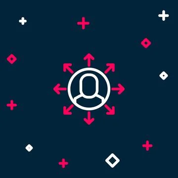 Line Multitasking manager working icon isolated on blue background. Colorfu.. イラスト素材