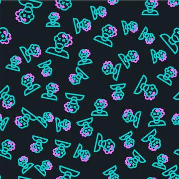 Line Murder icon isolated seamless pattern on black background. Body, bleeding Stock Illustration