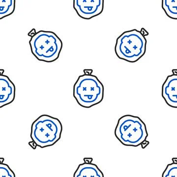 Line Murder icon isolated seamless pattern on white background. Body, bleeding Stock Illustration