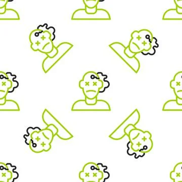 Line Murder icon isolated seamless pattern on white background. Body, bleeding Stock Illustration