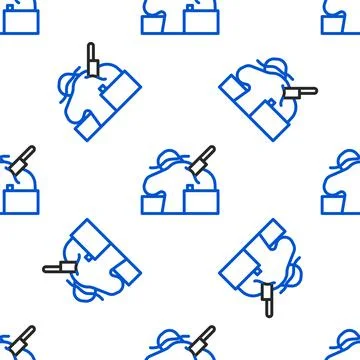 Line Murder icon isolated seamless pattern on white background. Body, bleeding Stock Illustration