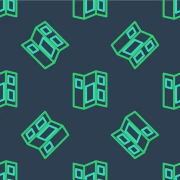 Line Museum guide brochure icon isolated seamless pattern on blue background Stock Illustration