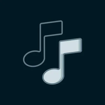 Line Music note, tone icon isolated on black background. Flat filled outlin.. Stock Illustration
