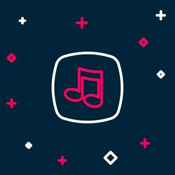 Line Music note, tone icon isolated on blue background. Colorful outline co.. Stock Illustration