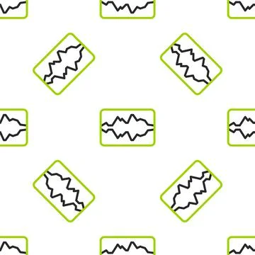 Line Music wave equalizer icon isolated seamless pattern on white background Stock Illustration