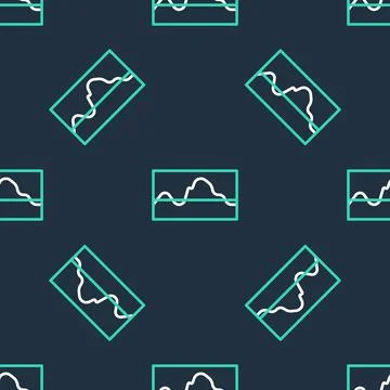 Line Music wave equalizer icon isolated seamless pattern on black background Illustrazione stock