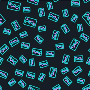 Line Music wave equalizer icon isolated seamless pattern on black background 스톡 일러스트