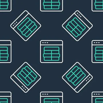 Line MySQL code icon isolated seamless pattern on black background. HTML Code Illustrazione stock