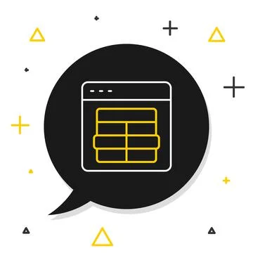 Line MySQL code icon isolated on white background. HTML Code symbol for your web Illustrazione stock