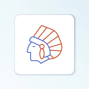 Line Native American Indian icon isolated on white background. Colorful outline Stock Illustration