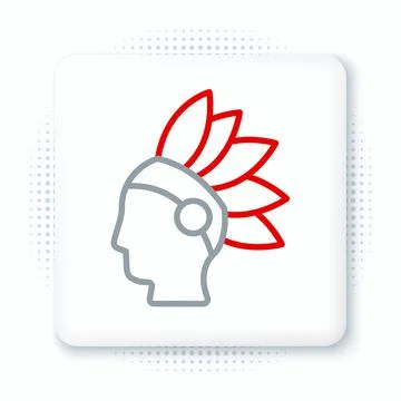Line Native American Indian icon isolated on white background. Colorful outli Stock Illustration