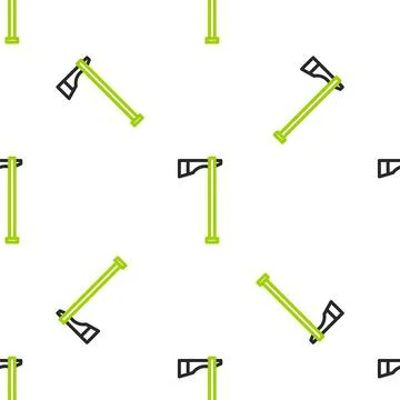 Line Native american tomahawk axe icon isolated seamless pattern on white Illustrazione stock