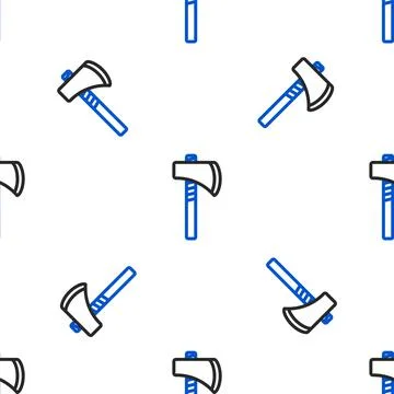Line Native american tomahawk axe icon isolated seamless pattern on white Stock Illustration