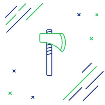 Line Native american tomahawk axe icon isolated on white background. Colorful Stock Illustration