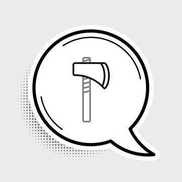 Line Native american tomahawk axe icon isolated on grey background. Colorful  Stock Illustration
