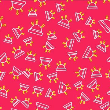 Line Needle bed and needles icon isolated seamless pattern on red background イラスト素材