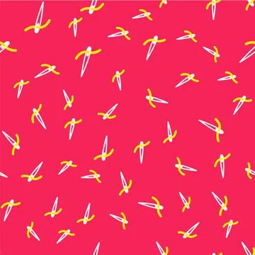 Line Needle for sewing with thread icon isolated seamless pattern on red Stock Illustration