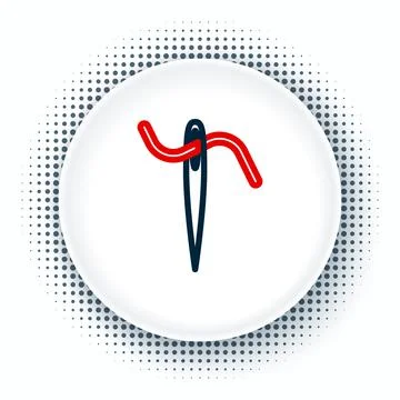 Line Needle for sewing with thread icon isolated on white background. Tailor Stock Illustration