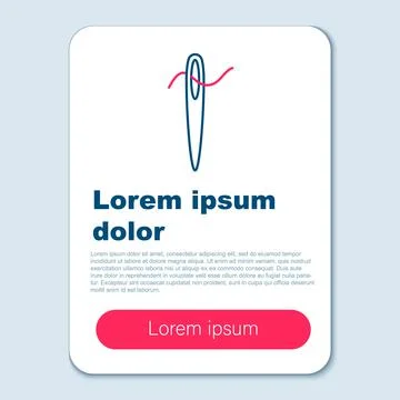 Line Needle for sewing with thread icon isolated on grey background. Tailor Stock Illustration