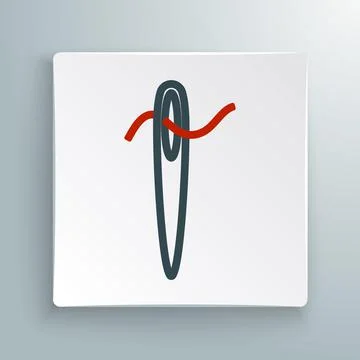 Line Needle for sewing with thread icon isolated on white background. Tailor Stock Illustration