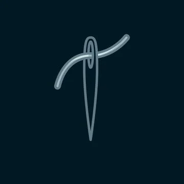 Line Needle for sewing with thread icon isolated on black background. Tailo.. Stock Illustration