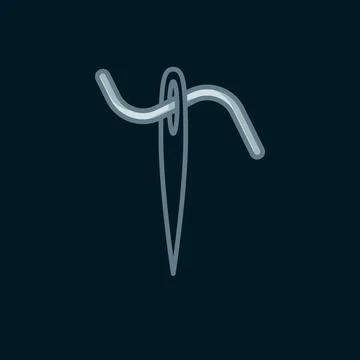 Line Needle for sewing with thread icon isolated on black background. Tailo.. Stock Illustration