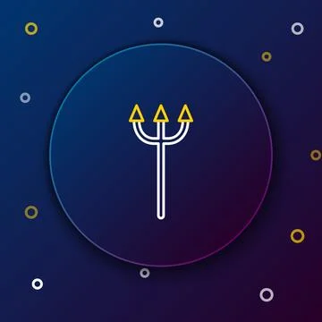 Line Neptune Trident icon isolated on blue background. Colorful outline conce Illustrazione stock