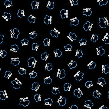Line Network cloud connection icon isolated seamless pattern on black background Stock Illustration