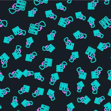 Line Network cloud connection icon isolated seamless pattern on black background 스톡 일러스트