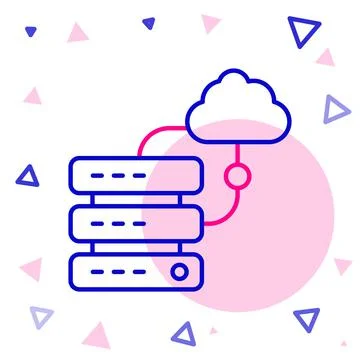 Line Network cloud connection icon isolated on white background. Social Illustrazione stock