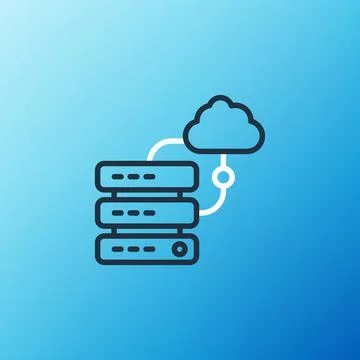 Line Network cloud connection icon isolated on blue background. Social Stock Illustration
