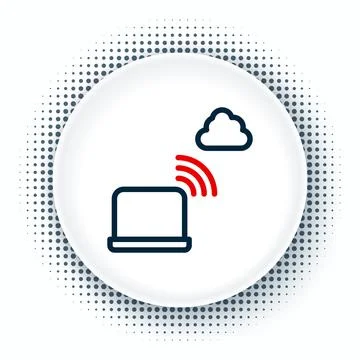 Line Network cloud connection icon isolated on white background. Social Illustrazione stock