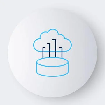 Line Network cloud connection icon isolated on white background. Social 库存插图