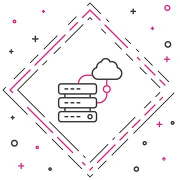 Line Network cloud connection icon isolated on white background. Social Stock Illustration