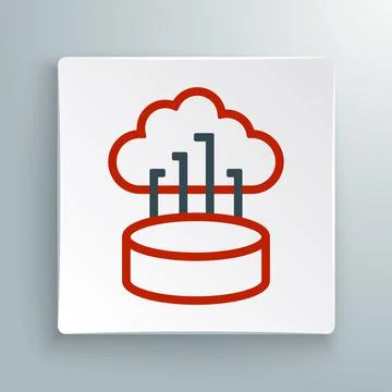 Line Network cloud connection icon isolated on white background. Social Stock Illustration