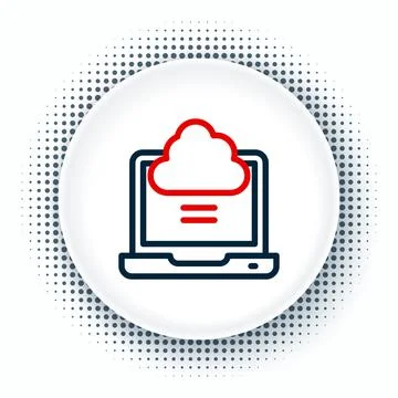 Line Network cloud connection icon isolated on white background. Social イラスト素材